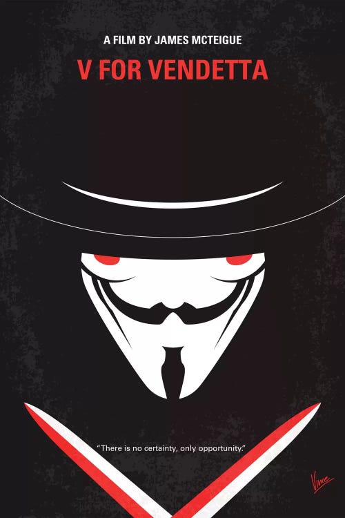 V For Vendetta Minimal Movie Poster by Chungkong wall art