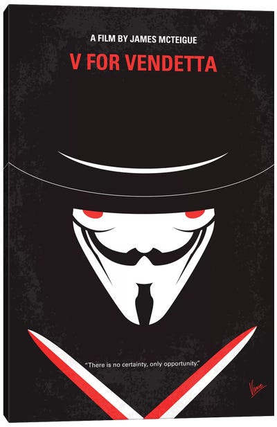 V For Vendetta Minimal Movie Poster Canvas Art Print - Chungkong's Action & Adventure Movie Posters