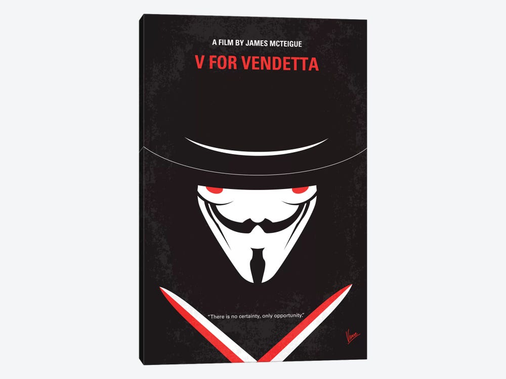 V For Vendetta Minimal Movie Poster by Chungkong 1-piece Canvas Wall Art
