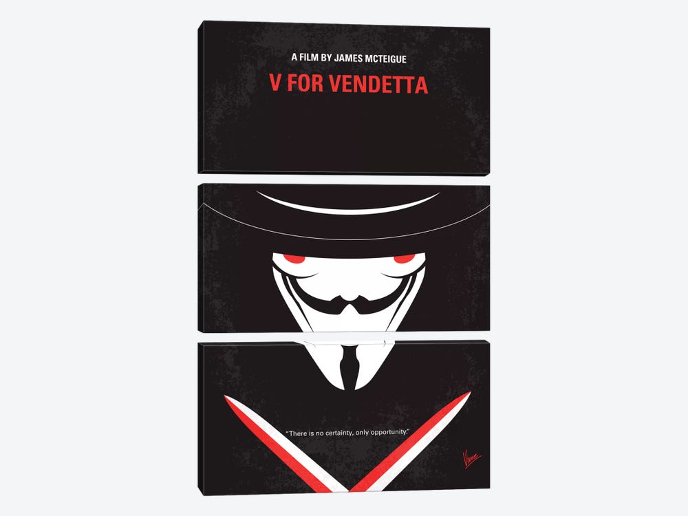 V For Vendetta Minimal Movie Poster by Chungkong 3-piece Canvas Artwork