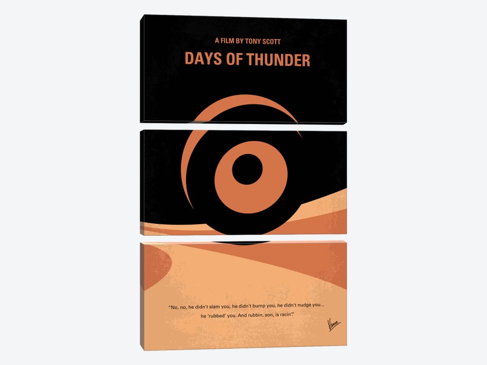 Days Of Thunder Minimal Movie Poster by Chungkong 3-piece Canvas Print