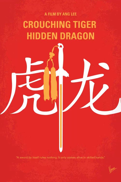 Crouching Tiger Hidden Dragon Minimal Movie Poster by Chungkong wall art