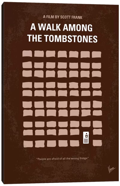 A Walk Among The Tombstones Minimal Movie Poster Canvas Art Print - Thriller Minimalist Movie Posters