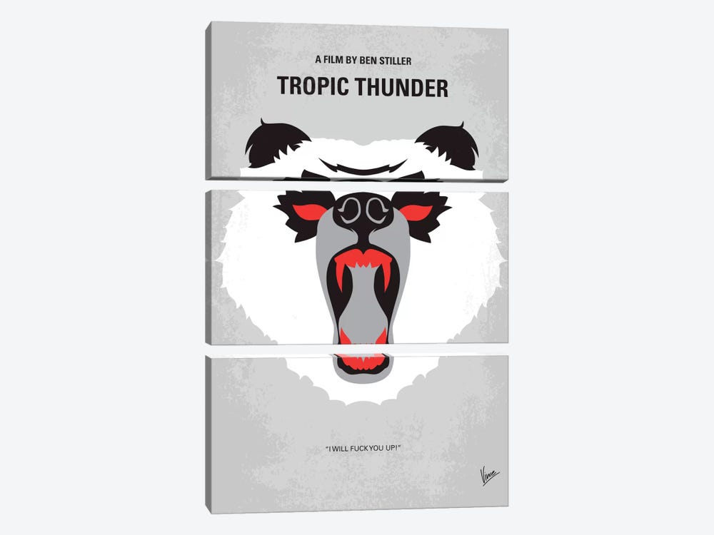 Tropic Thunder Minimal Movie Poster by Chungkong 3-piece Canvas Wall Art