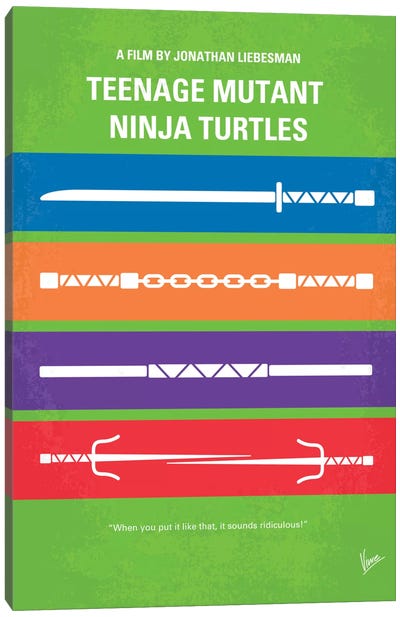 Teenage Mutant Ninja Turtles Minimal Movie Poster Canvas Art Print - Animation & Kids Minimalist Movie Posters