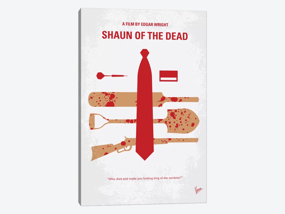 Shaun Of The Dead Minimal Movie Poster by Chungkong 1-piece Canvas Art Print