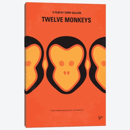 12 Monkeys Minimal Movie Poster Canvas Print #CKG363} by Chungkong Canvas Wall Art