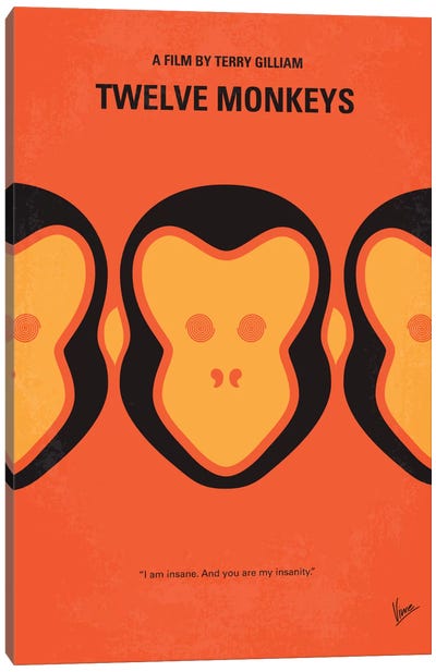 12 Monkeys Minimal Movie Poster Canvas Art Print - Thriller Minimalist Movie Posters