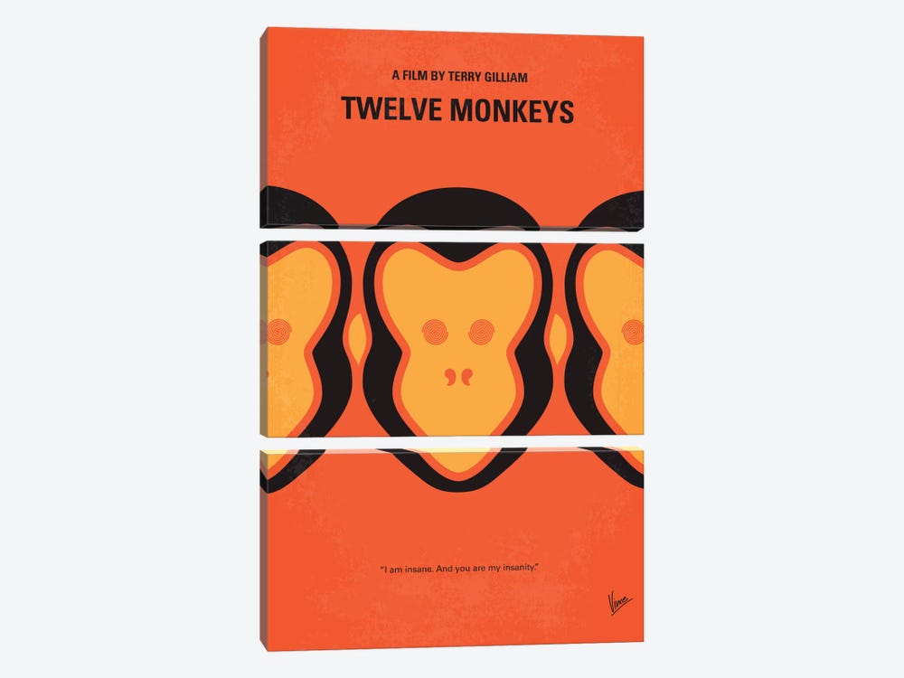 12 Monkeys Minimal Movie Poster by Chungkong 3-piece Canvas Art