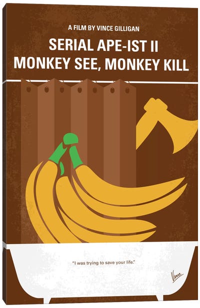Serial Ape-ist Minimal Movie Poster Canvas Art Print - Banana Art