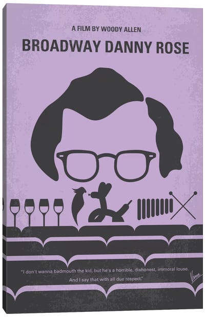 Broadway Danny Rose Minimal Movie Poster Canvas Art Print - Comedy Minimalist Movie Posters