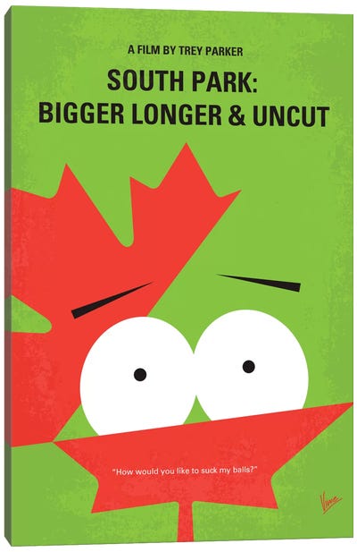 South Park: Bigger, Longer, & Uncut Minimal Movie Poster Canvas Art Print - Cartoon & Animated TV Show Art
