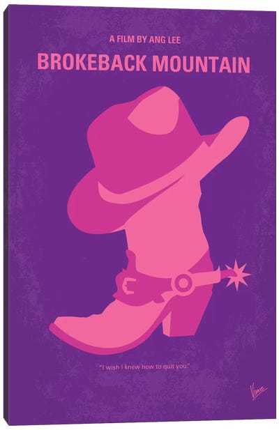 Brokeback Mountain Minimal Movie Poster Canvas Art Print - Cowboy & Cowgirl Art