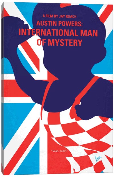 Austin Powers: International Man Of Mystery Minimal Movie Poster Canvas Art Print - Comedy Minimalist Movie Posters