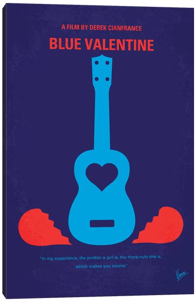 Blue Valentine Minimal Movie Poster Canvas Art Print - Oscar Winners & Nominees