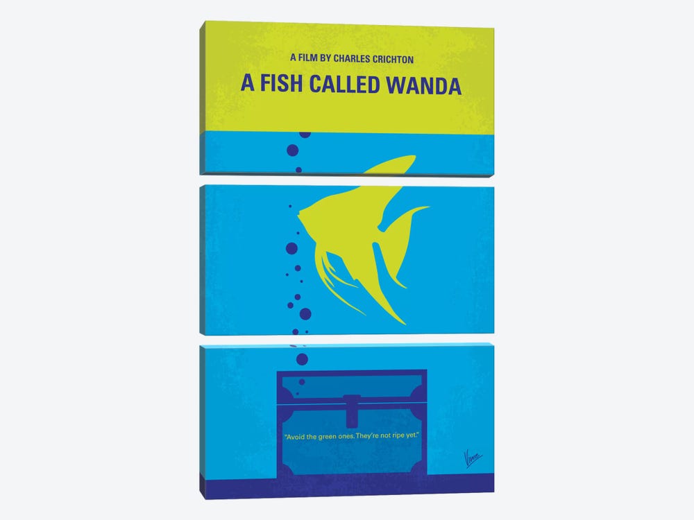 A Fish Called Wanda Minimal Movie Poster by Chungkong 3-piece Canvas Art Print