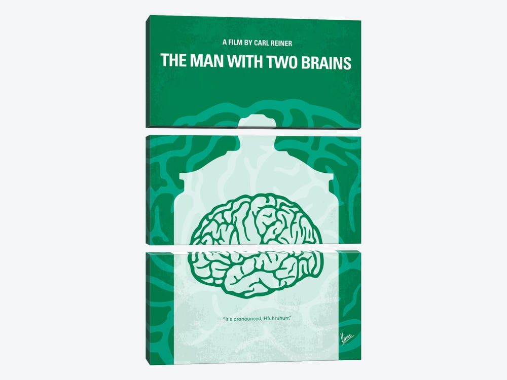 The Man With Two Brains Minimal Movie Poster by Chungkong 3-piece Canvas Wall Art