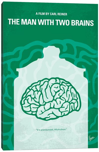 The Man With Two Brains Minimal Movie Poster Canvas Art Print - Movie Posters