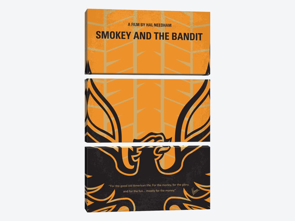 Smokey And The Bandit Minimal Movie Poster by Chungkong 3-piece Canvas Artwork