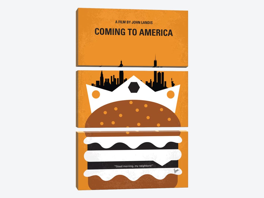 Coming To America Minimal Movie Poster by Chungkong 3-piece Canvas Art Print