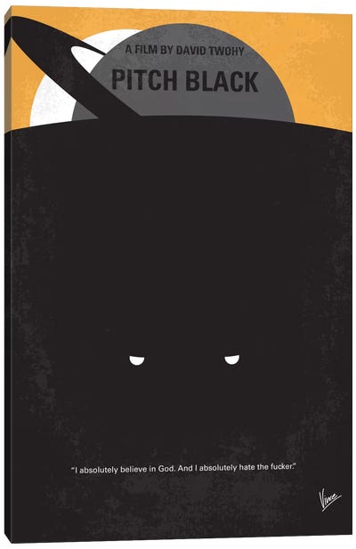Pitch Black Minimal Movie Poster Canvas Art Print - Thriller Minimalist Movie Posters
