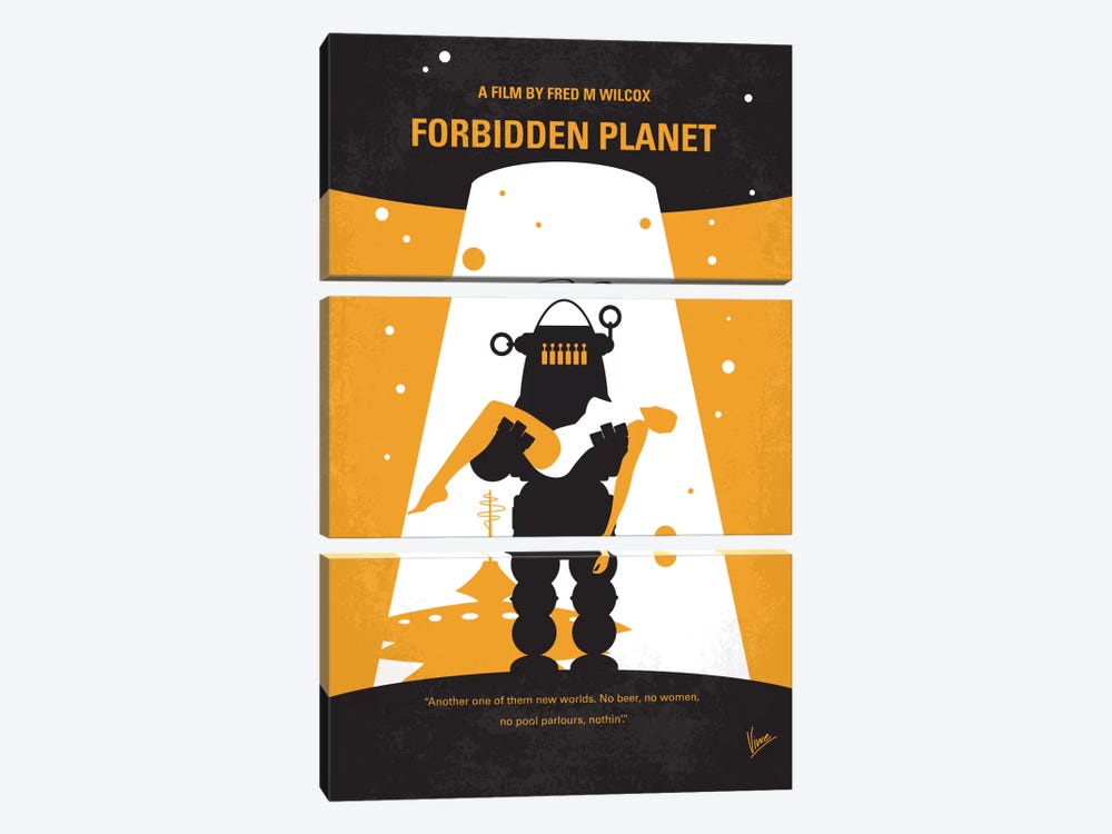Forbidden Planet Minimal Movie Poster by Chungkong 3-piece Canvas Print