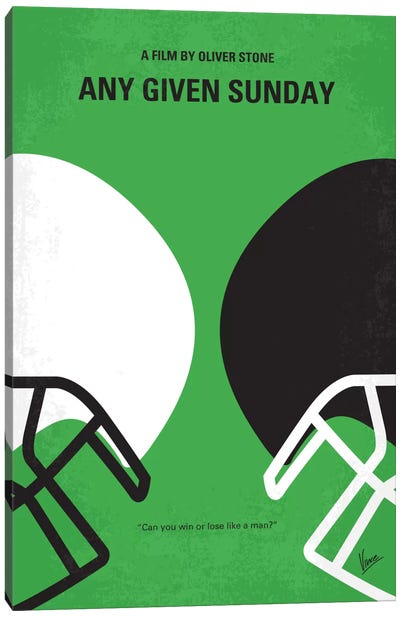 Any Given Sunday Minimal Movie Poster Canvas Art Print - Super Bowl Fandom