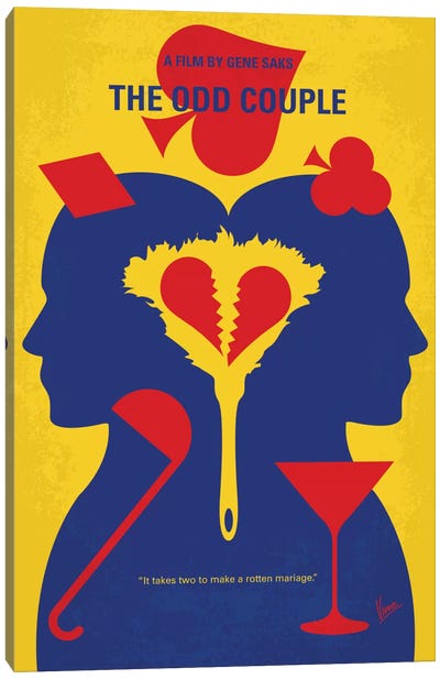 The Odd Couple Minimal Movie Poster Canvas Art Print - Minimalist Posters