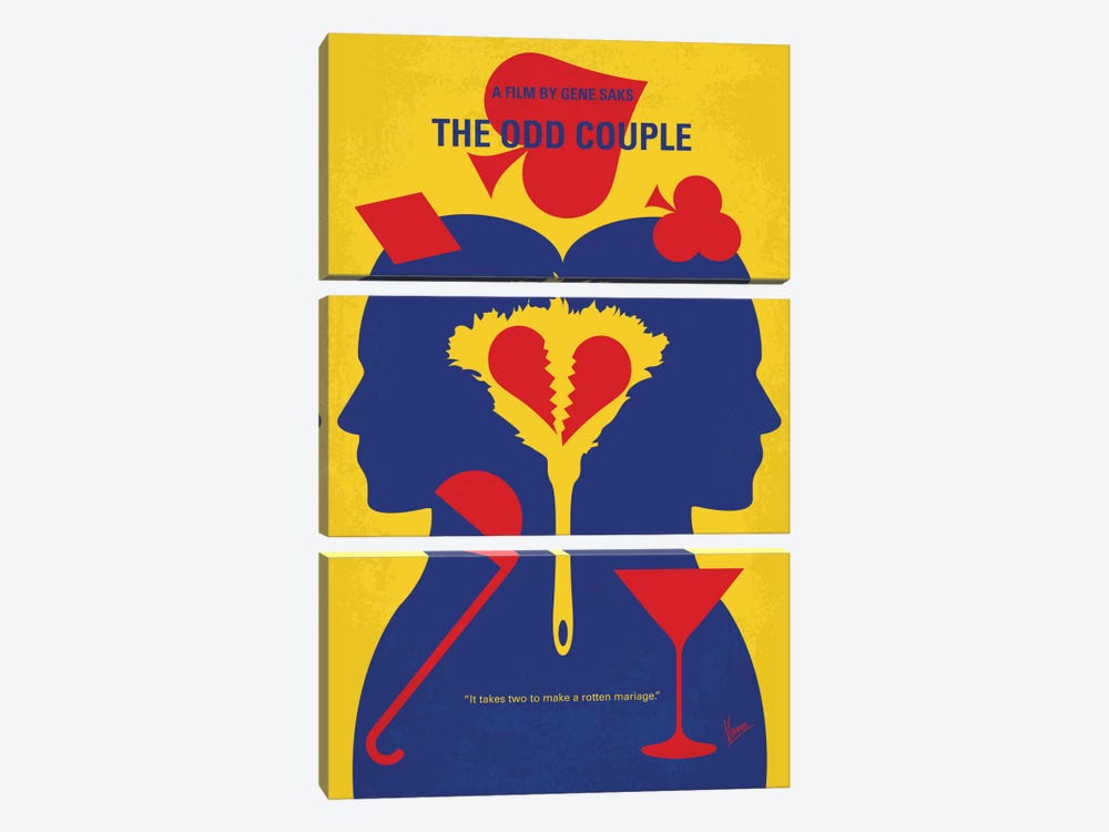 The Odd Couple Minimal Movie Poster by Chungkong 3-piece Canvas Art Print