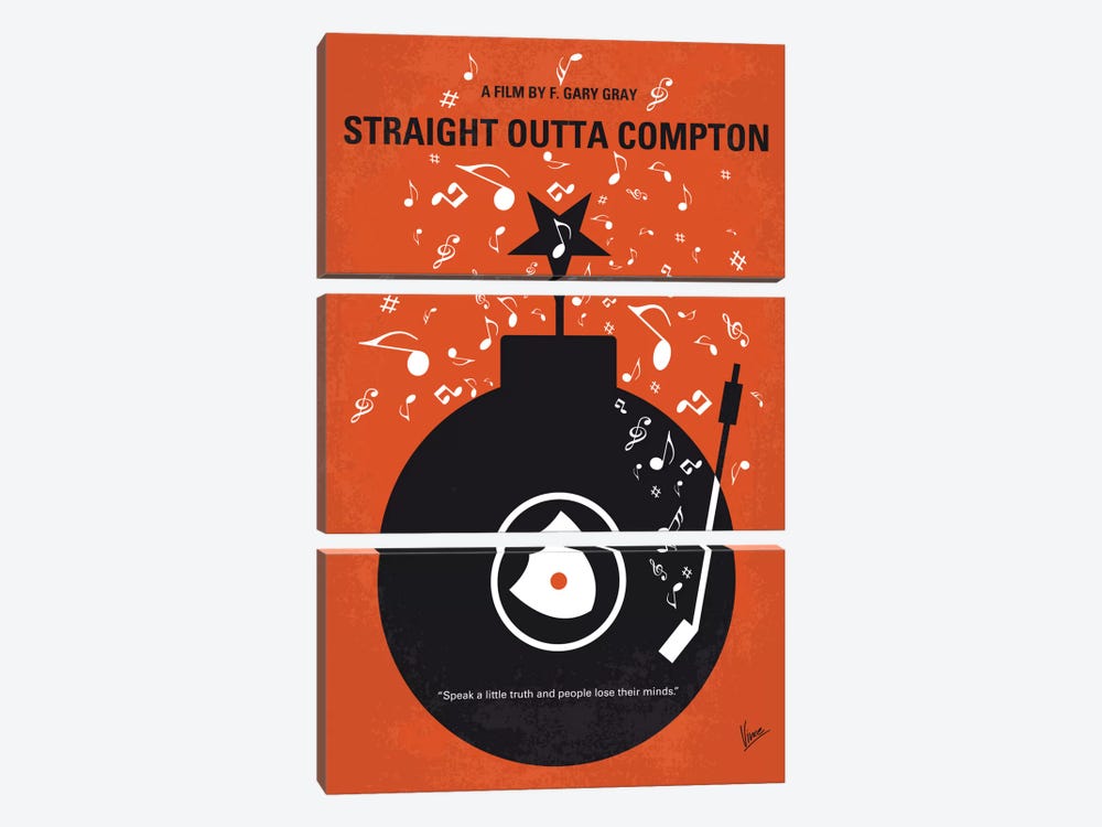 Straight Outta Compton Minimal Movie Poster by Chungkong 3-piece Canvas Print