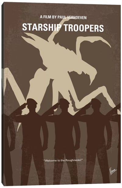 Starship Troopers Minimal Movie Poster Canvas Art Print - Action & Adventure Minimalist Movie Posters