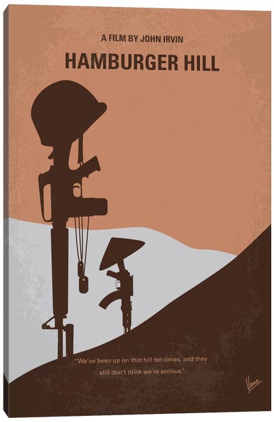 Hamburger Hill Minimal Movie Poster Canvas Art Print - Weapons & Artillery Art