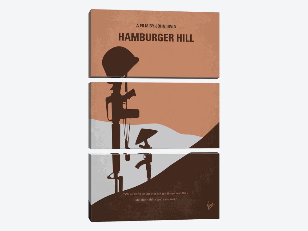 Hamburger Hill Minimal Movie Poster by Chungkong 3-piece Canvas Art Print