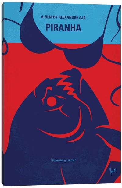 Piranha Minimal Movie Poster Canvas Art Print - Action & Adventure Minimalist Movie Posters
