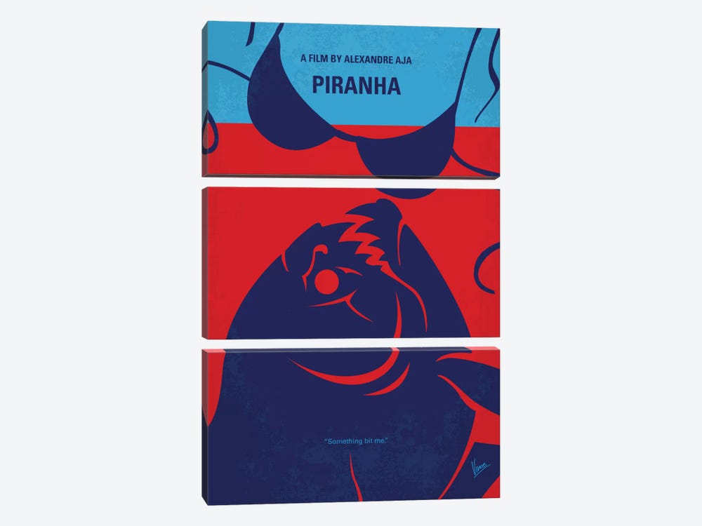 Piranha Minimal Movie Poster by Chungkong 3-piece Canvas Art Print