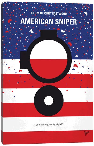 American Sniper Minimal Movie Poster Canvas Art Print - Navy Art
