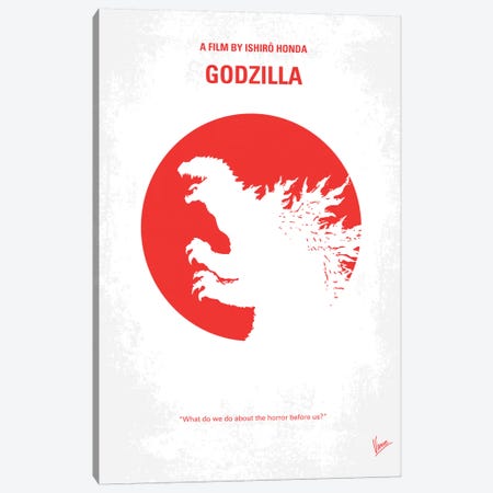Godzilla (1954) Minimal Movie Poster Canvas Print #CKG44} by Chungkong Canvas Wall Art