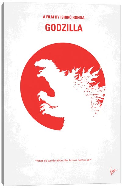 Godzilla (1954) Minimal Movie Poster Canvas Art Print - Chungkong's Thriller Movie Posters