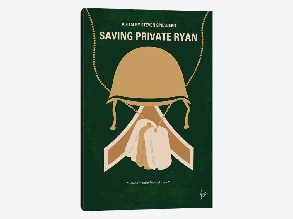 Saving Private Ryan Minimal Movie Poster by Chungkong 1-piece Canvas Wall Art