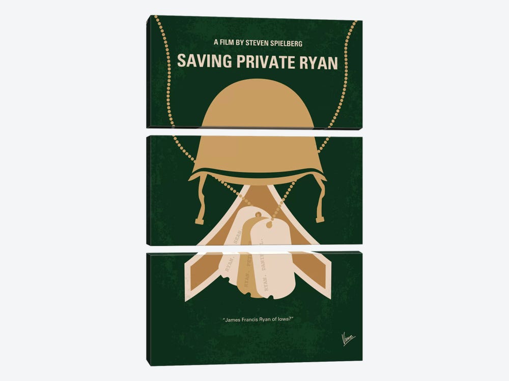 Saving Private Ryan Minimal Movie Poster by Chungkong 3-piece Canvas Wall Art