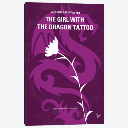 The Girl With The Dragon Tattoo Minimal Movie Poster Canvas Print #CKG458} by Chungkong Canvas Artwork