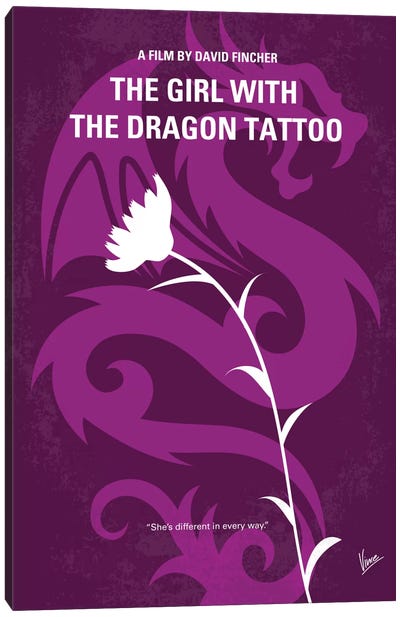 The Girl With The Dragon Tattoo Minimal Movie Poster Canvas Art Print - Dramas Minimalist Movie Posters