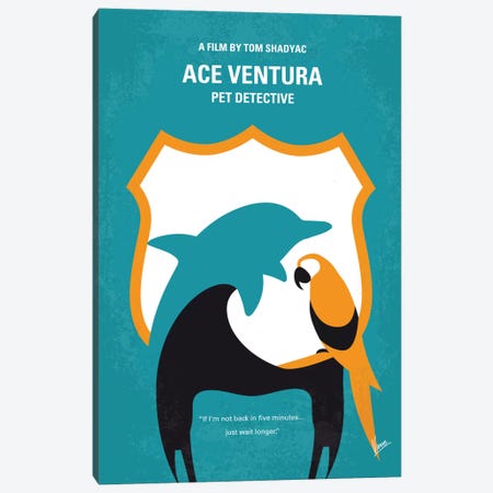 Ace Ventura: Pet Detective Minimal Movie Poster Canvas Print #CKG462} by Chungkong Art Print