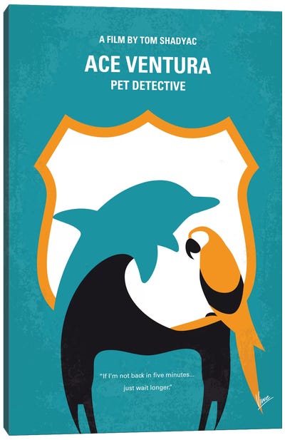 Ace Ventura: Pet Detective Minimal Movie Poster Canvas Art Print - Comedy Movie Art