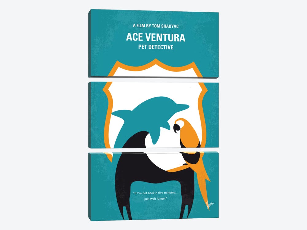 Ace Ventura: Pet Detective Minimal Movie Poster by Chungkong 3-piece Canvas Wall Art