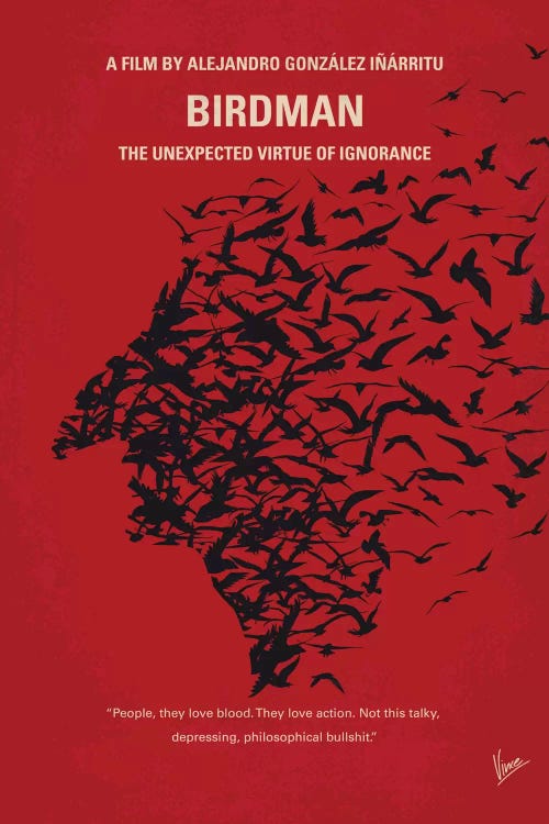 Birdman or (The Unexpected Virtue Of Ignorance) Minimal Movie Poster