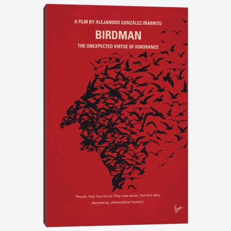 Birdman or (The Unexpected Virtue Of Ignorance) Minimal Movie Poster Canvas Print #CKG467} by Chungkong Canvas Art