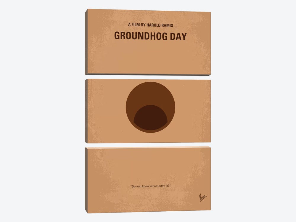 Groundhog Day Minimal Movie Poster by Chungkong 3-piece Canvas Art Print