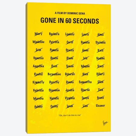 Gone In 60 Seconds Minimal Movie Poster Canvas Print #CKG47} by Chungkong Canvas Artwork
