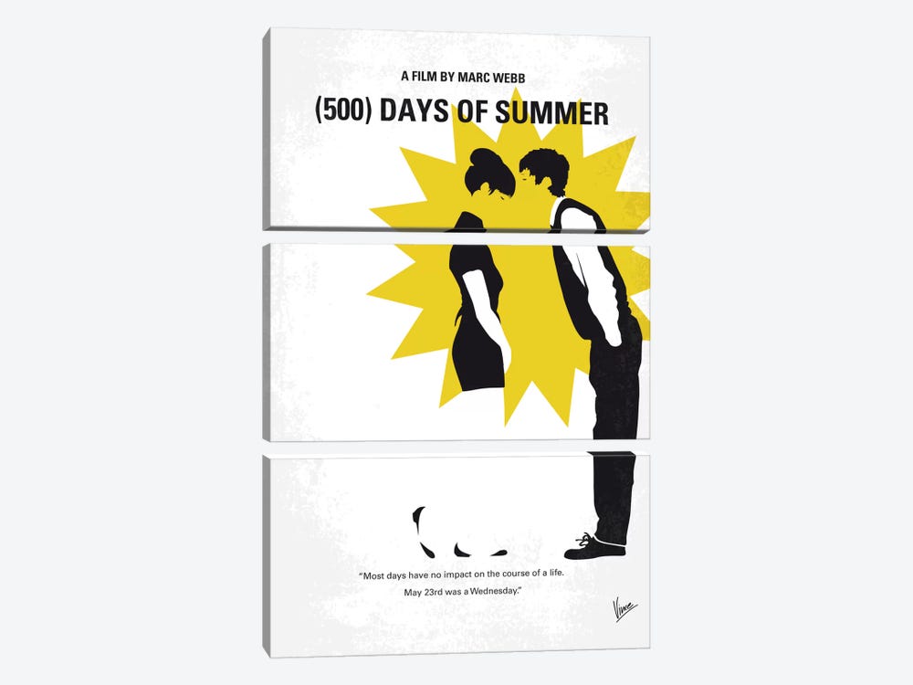 (500) Days Of Summer Minimal Movie Poster by Chungkong 3-piece Canvas Art Print